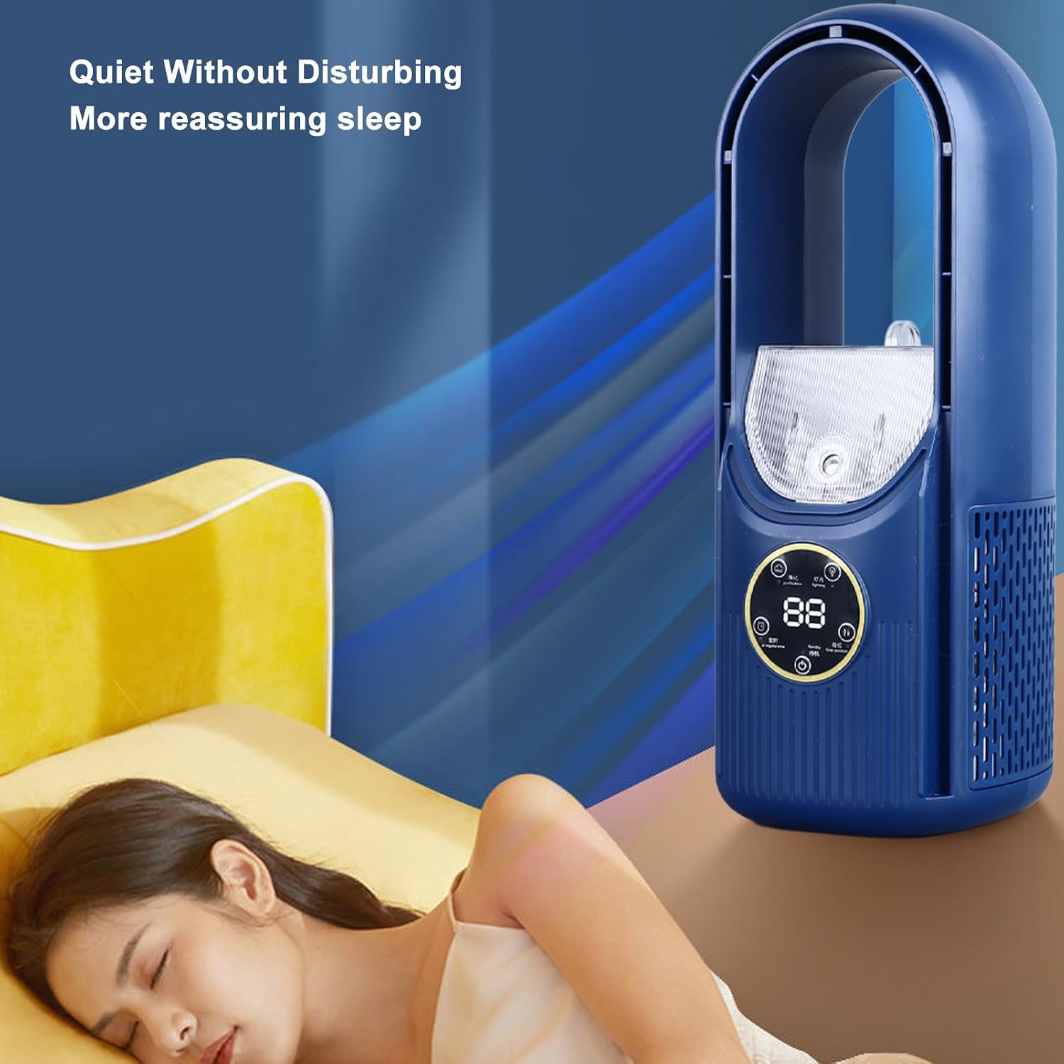 Ventilateur portable sans pales avec 6 vitesses et batterie rechargeable USB
