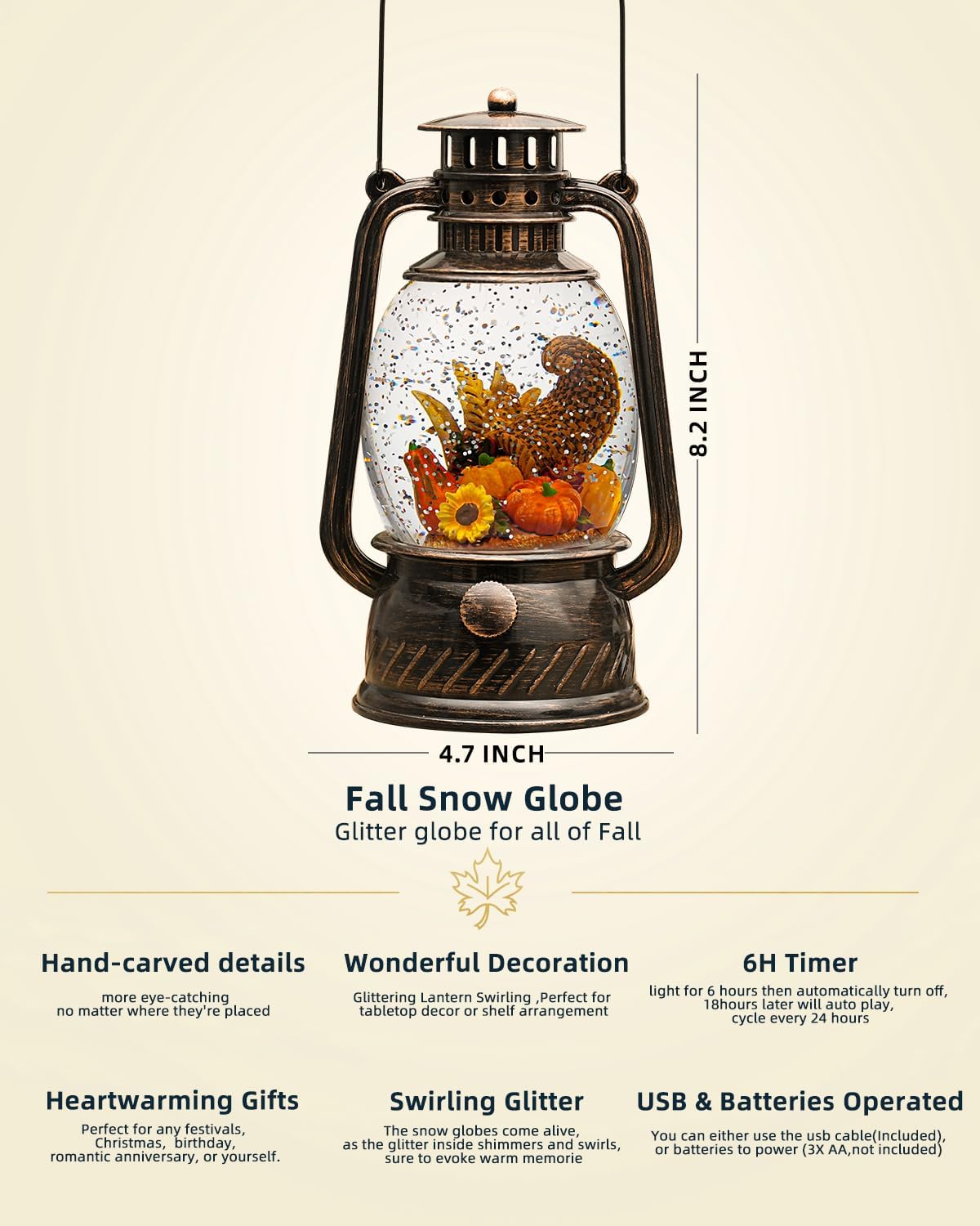 Lampe à LED Citrouille pour Décoration d'Automne – Lumière Chaude avec Minuteur de 6 Heures
