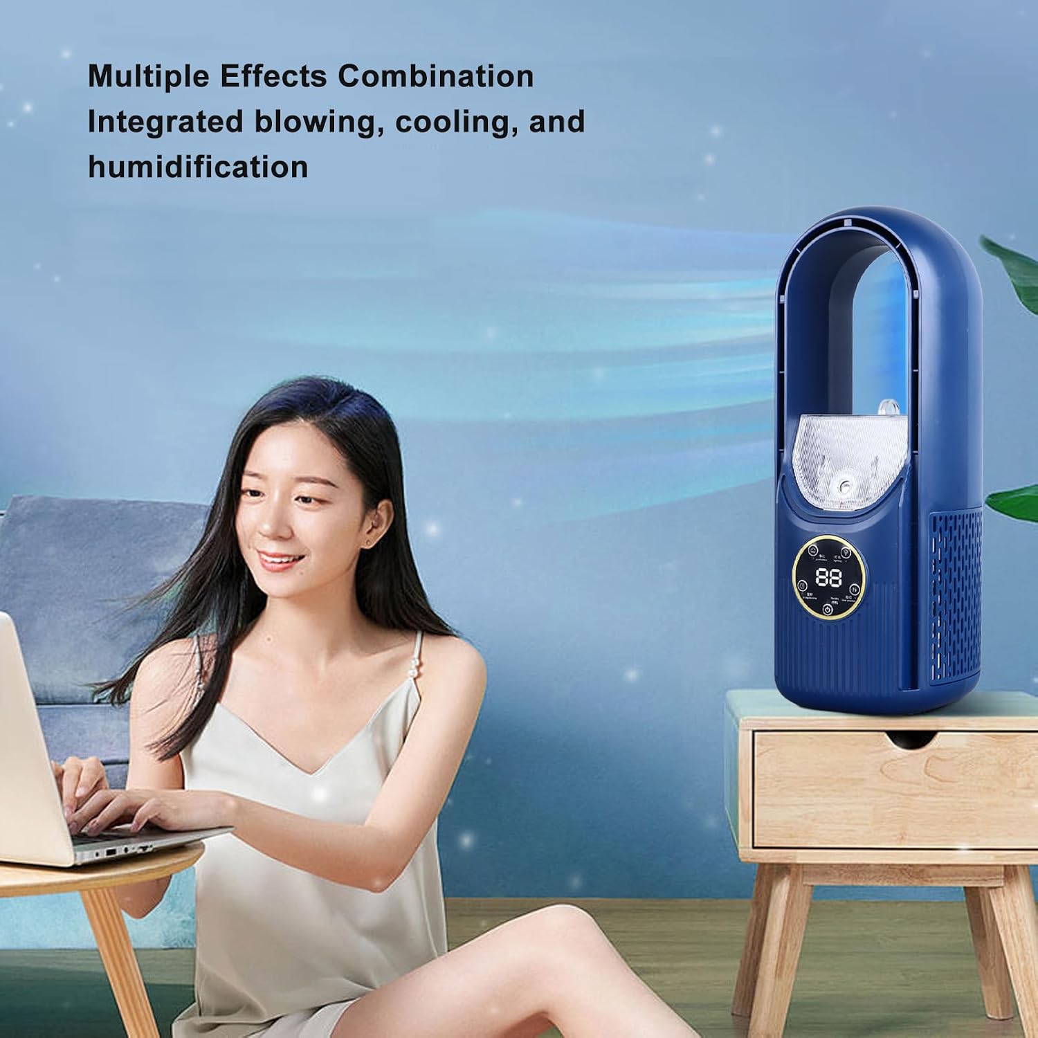 Ventilateur portable sans pales avec 6 vitesses et batterie rechargeable USB