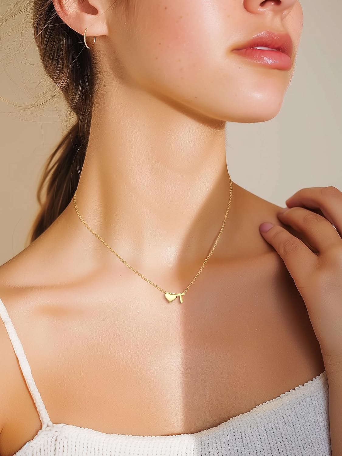 Collier avec Initiale en Forme de Cœur