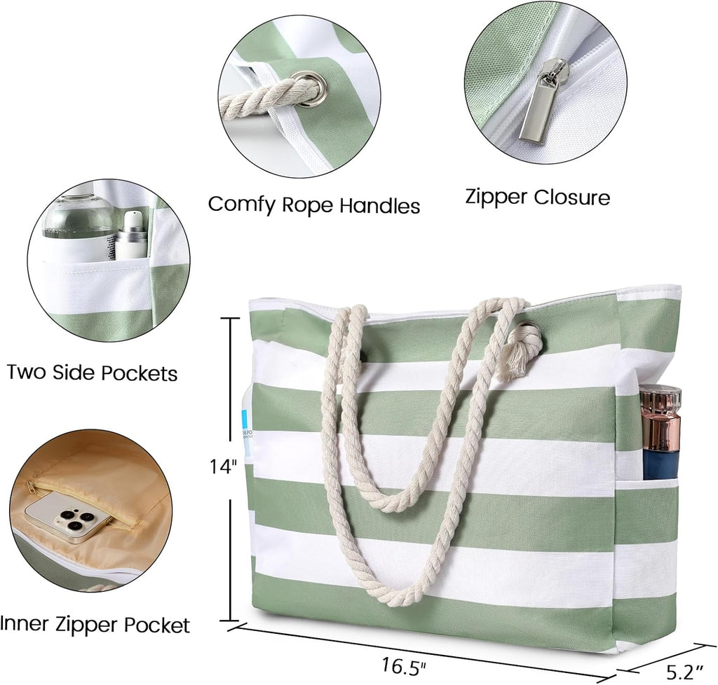 Plage Bliss | Grand Sac de Plage Imperméable avec Fermeture Éclair | Design Anti-Sable pour des Sorties Estivales Faciles