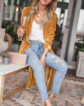 Cardigan Long Duster en Velours pour Femmes