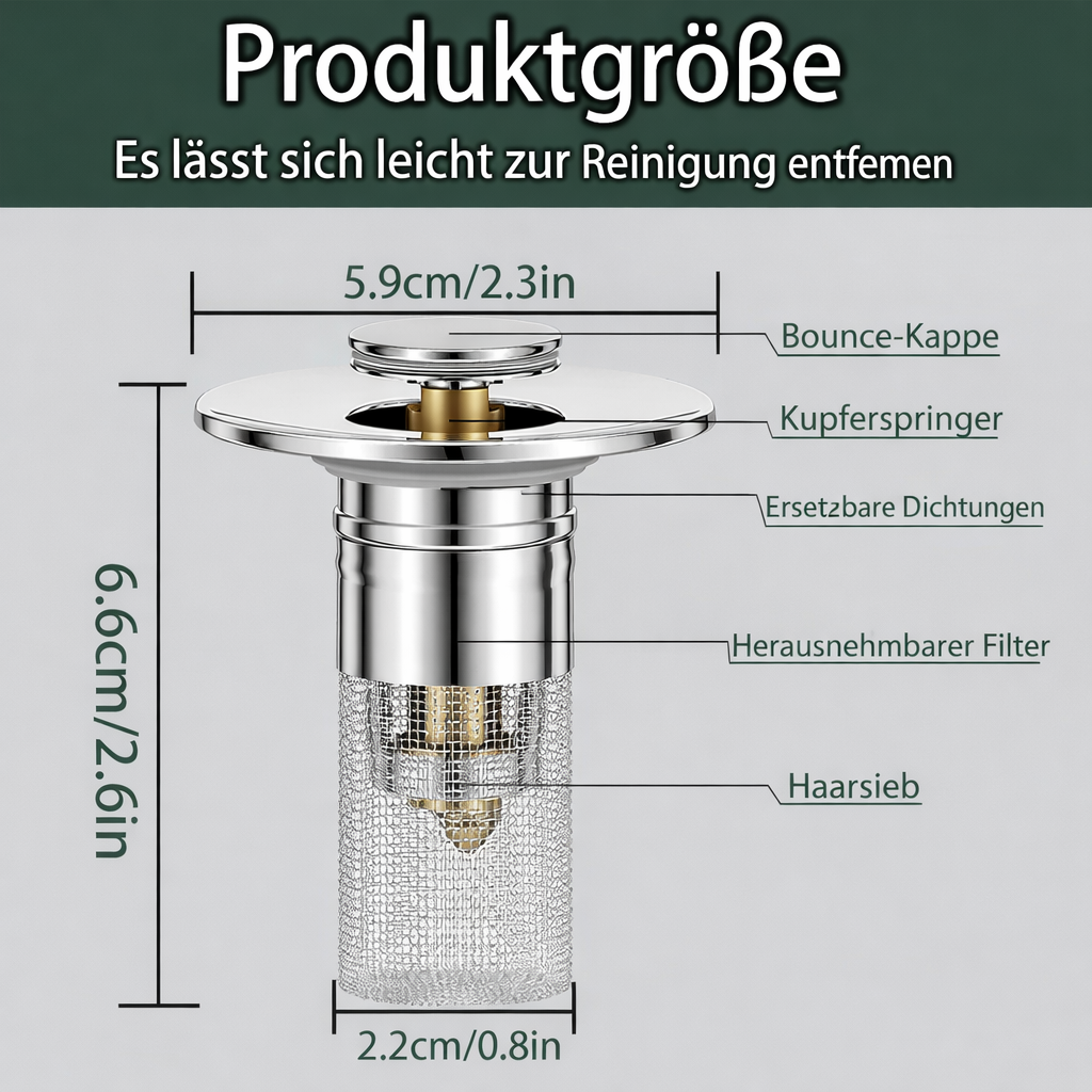 Bouchon de Drain de Lavabo | Filtre Résistant aux Obstructions en Acier Inoxydable | FilterPro