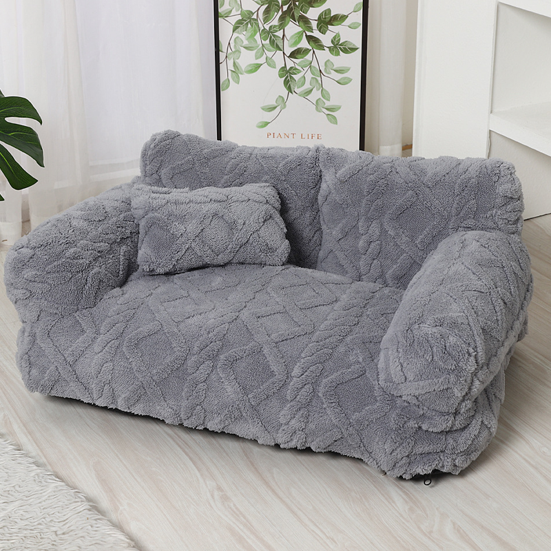 Lit pour chien en canapé confortable avec bord surélevé – Design en peluche douce