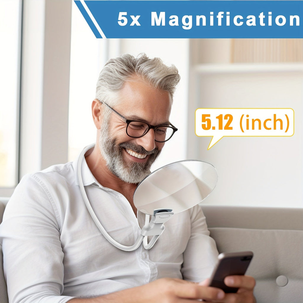 Skanto | Loupe Pro 5X – Loupe ajustable mains libres pour personnes âgées et malvoyantes – Parfaite pour la lecture, la couture, l'artisanat et l'inspection