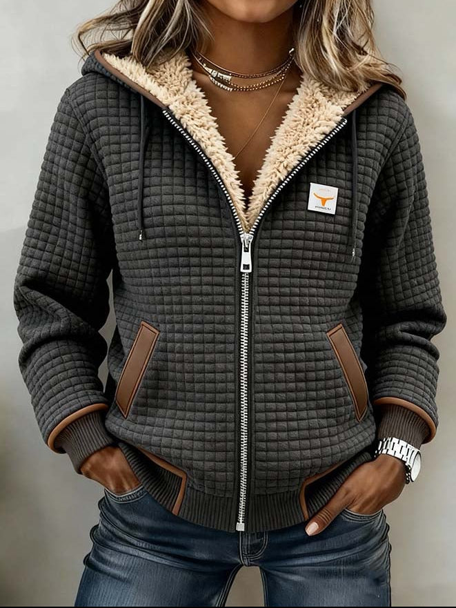 Veste d'hiver pour femmes avec doublure en teddy – Veste en polaire matelassée avec capuche