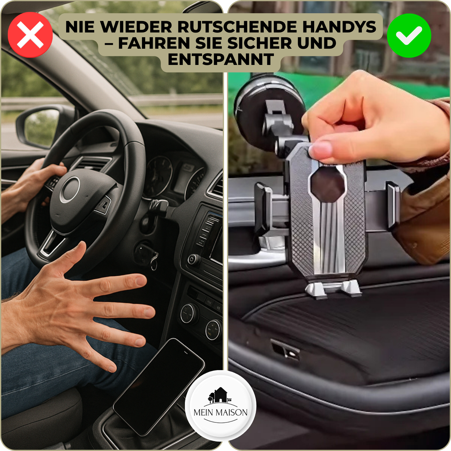 Support de téléphone Auto GripTech | Forte adhérence de ventouse | Rotation à 360° | Utilisation à une main