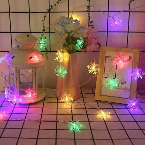 Guirlande LED de Noël avec Flocons de Neige – Lumière Blanche Chaude ou Colorée pour Intérieur & Extérieur