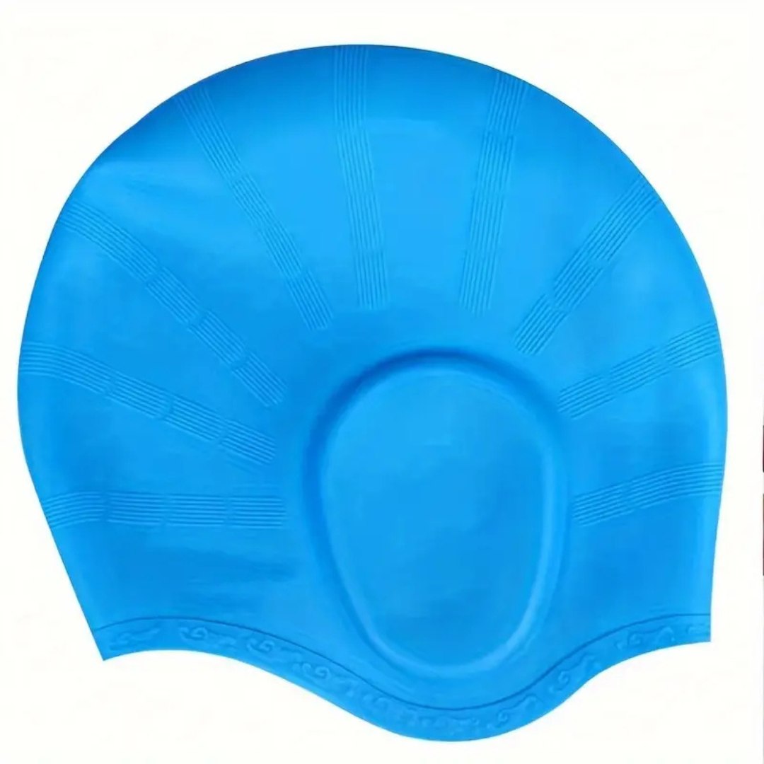 Bonnet de bain en silicone pour cheveux longs, bonnet de bain avec protection pour les oreilles, bonnet de bain imperméable pour femmes et hommes