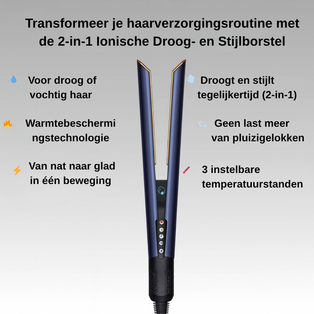 Brosse à cheveux - Brosse de séchage et de coiffage ionique 2-en-1