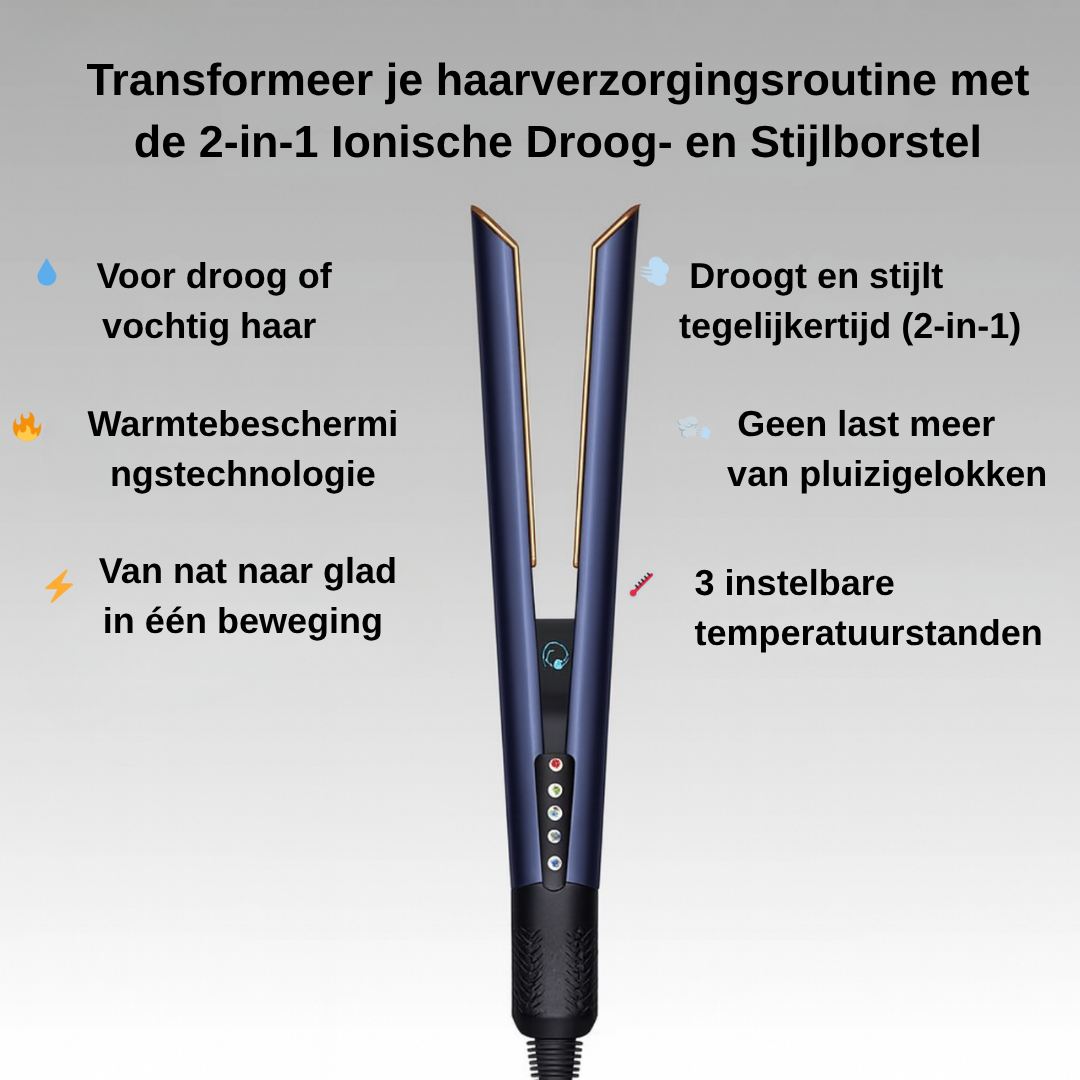Brosse à cheveux - Brosse de séchage et de coiffage ionique 2-en-1