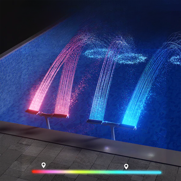 Fontaine RGB Alimentée par Énergie Solaire pour Piscine – Spectacle Lumineux du Soir