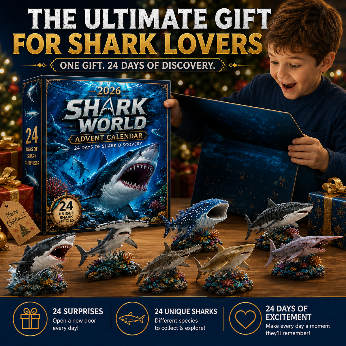 🔥50% De Réduction Aujourd'hui Seulement-🦈 Calendrier de l'Avent Shark World 2026