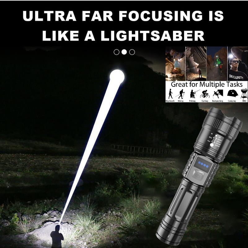 Lampe de poche rechargeable StormBeam avec zoom télescopique