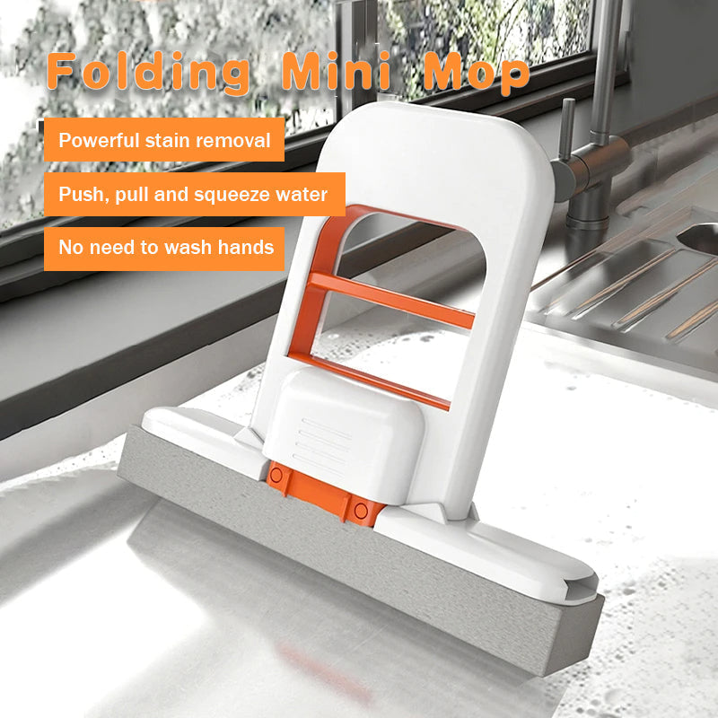 Mop Mini Pliant Sans Mains – Mop Compact à Presser pour Cuisine et Salle de Bain