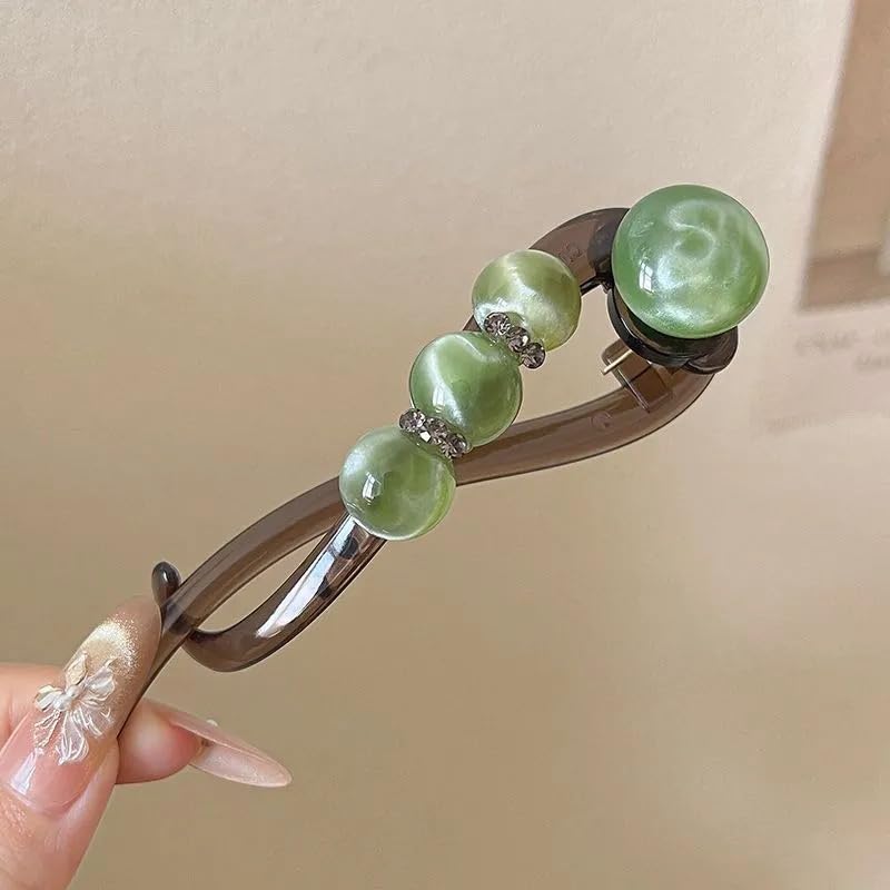 Élégant Clip à Cheveux en Perles de Rose Tordue