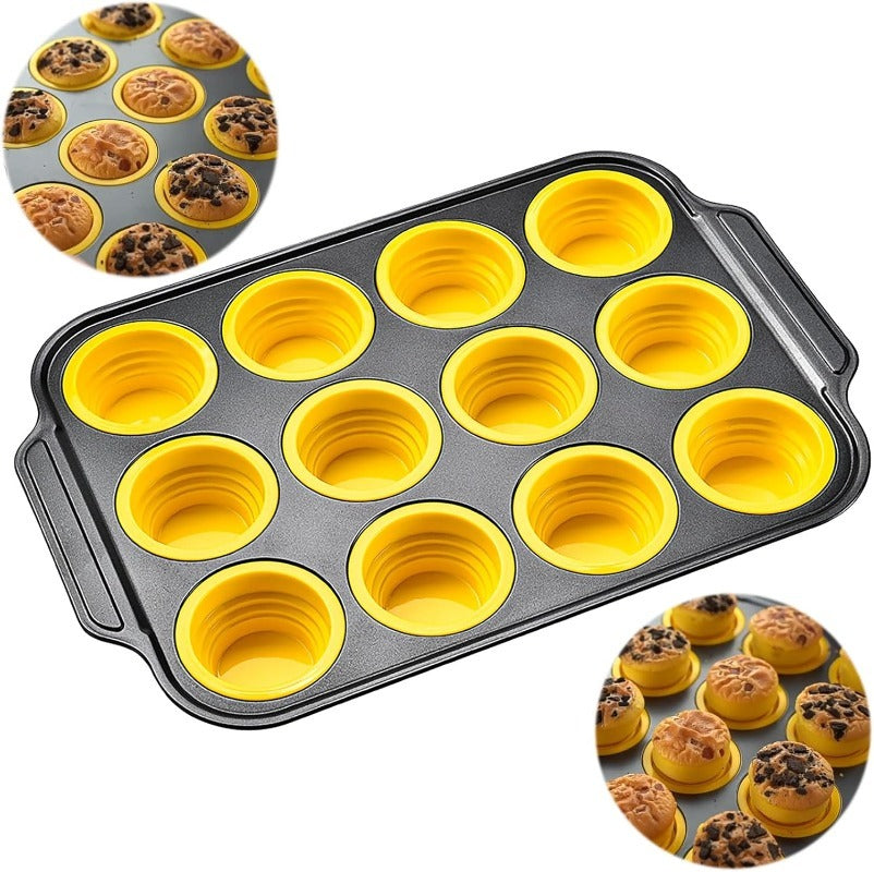 Moule à Muffins en Silicone avec Cadre Métallique Robuste