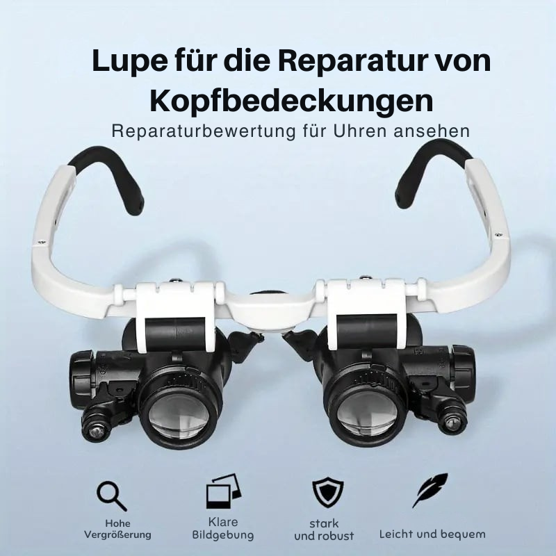 Lampe Frontale Loupe | Zoom 8–23x | Éclairage LED | Lampe Frontale MicroSight