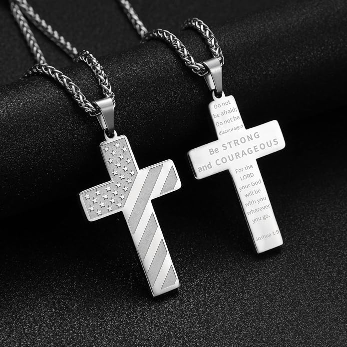 Collier Croix Drapeau Américain IronPride