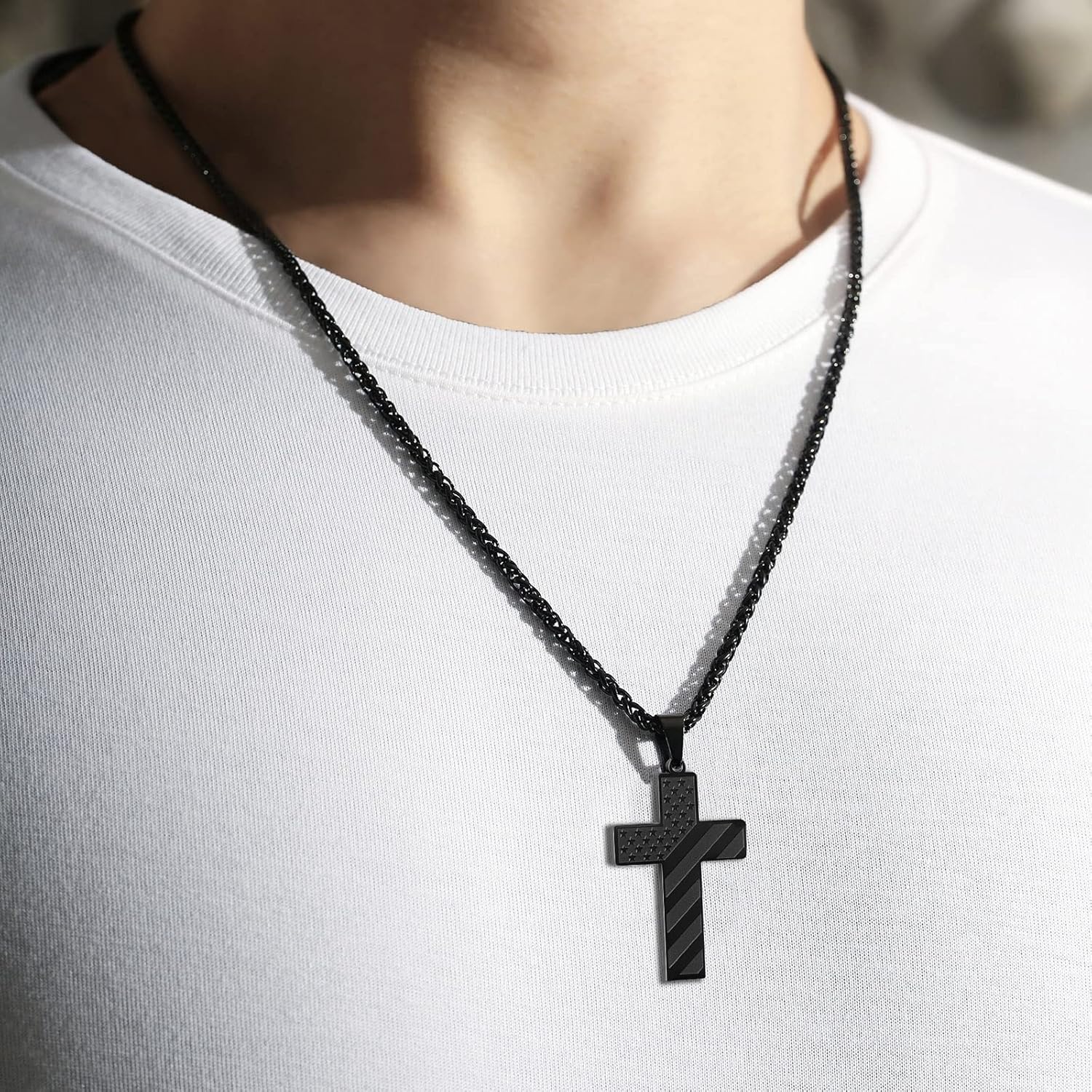 Collier Croix Drapeau Américain IronPride