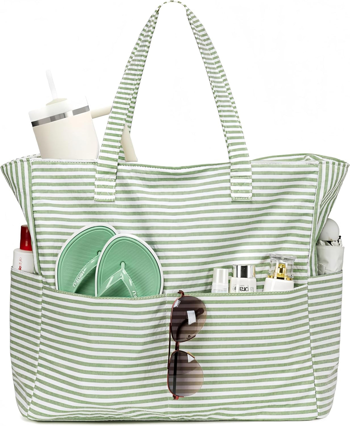 Collection Côtière | Grand Sac de Plage Imperméable avec Fermeture Éclair et Poche Humide | Polyvalent pour Voyage, Salle de Sport et Courses