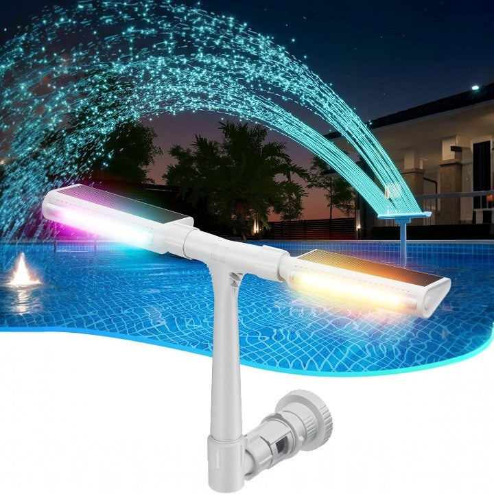 Fontaine RGB Alimentée par Énergie Solaire pour Piscine – Spectacle Lumineux du Soir