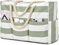 Plage Bliss | Grand Sac de Plage en Toile avec Fermeture Éclair & Design Imperméable | Rangement Polyvalent 7 Poches pour des Moments Sans Sable