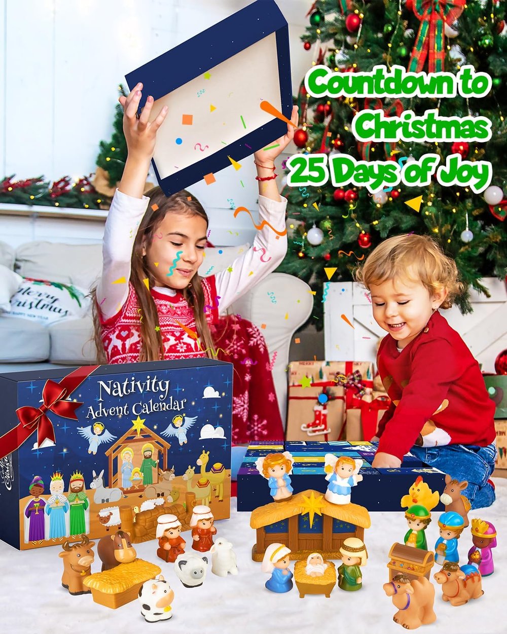 HeiligeNacht | Calendrier de l'Avent Crèche de Noël 2025 25 Pièces Décoration Festive