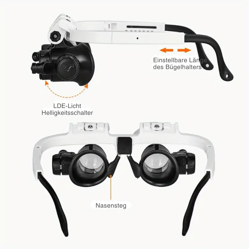Lampe Frontale Loupe | Zoom 8–23x | Éclairage LED | Lampe Frontale MicroSight