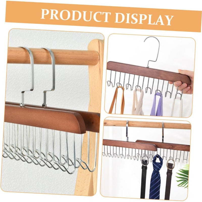 Porte-Cintres Multi-Crochets en Bois Massif et Acier HangTidy