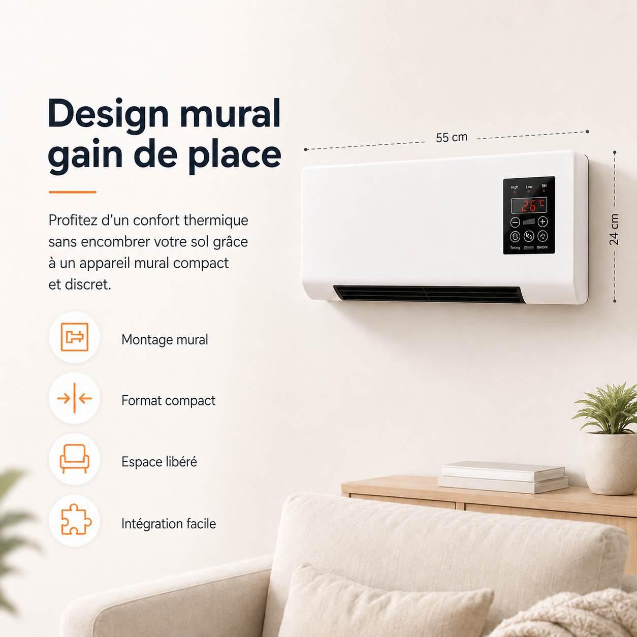 Climatisation | Chauffage et Refroidissement | Monté au Mur avec Télécommande