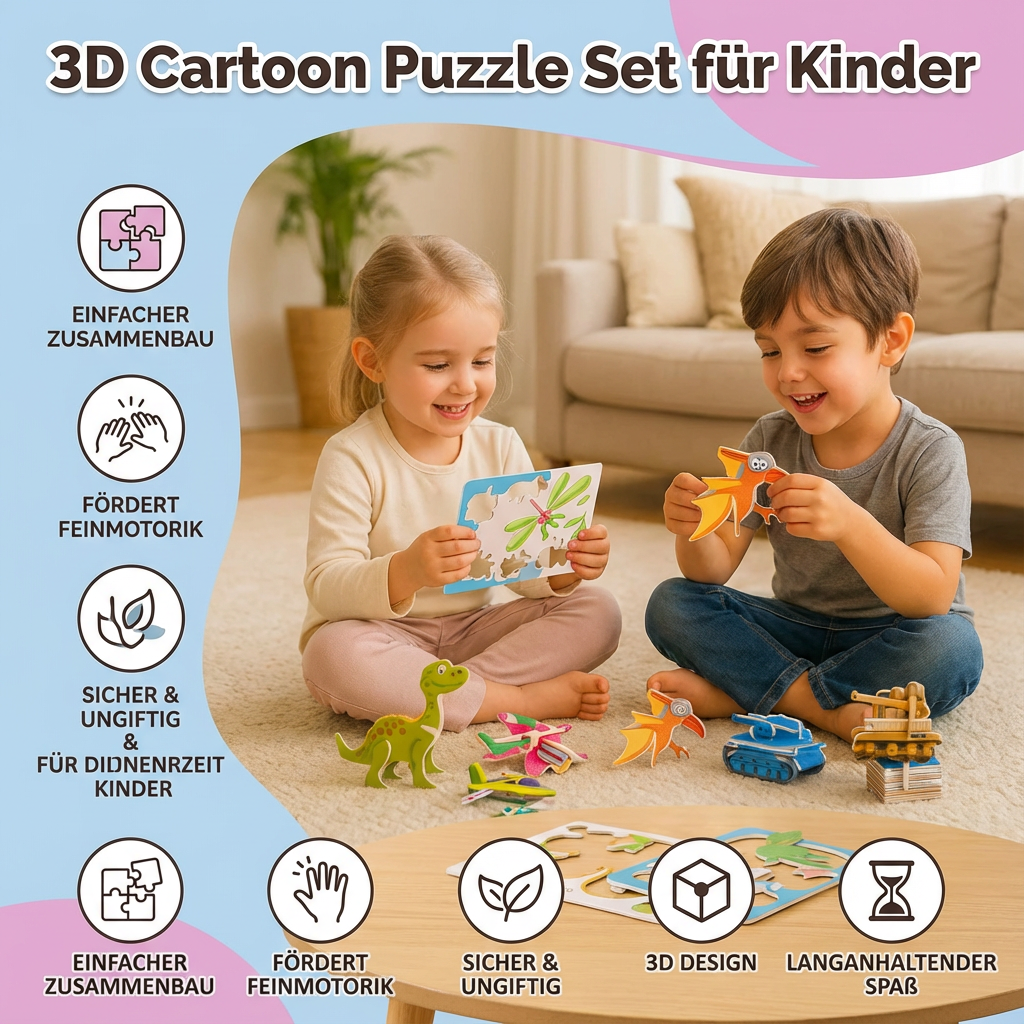 Ensemble de Puzzles 3D Cartoon pour Enfants