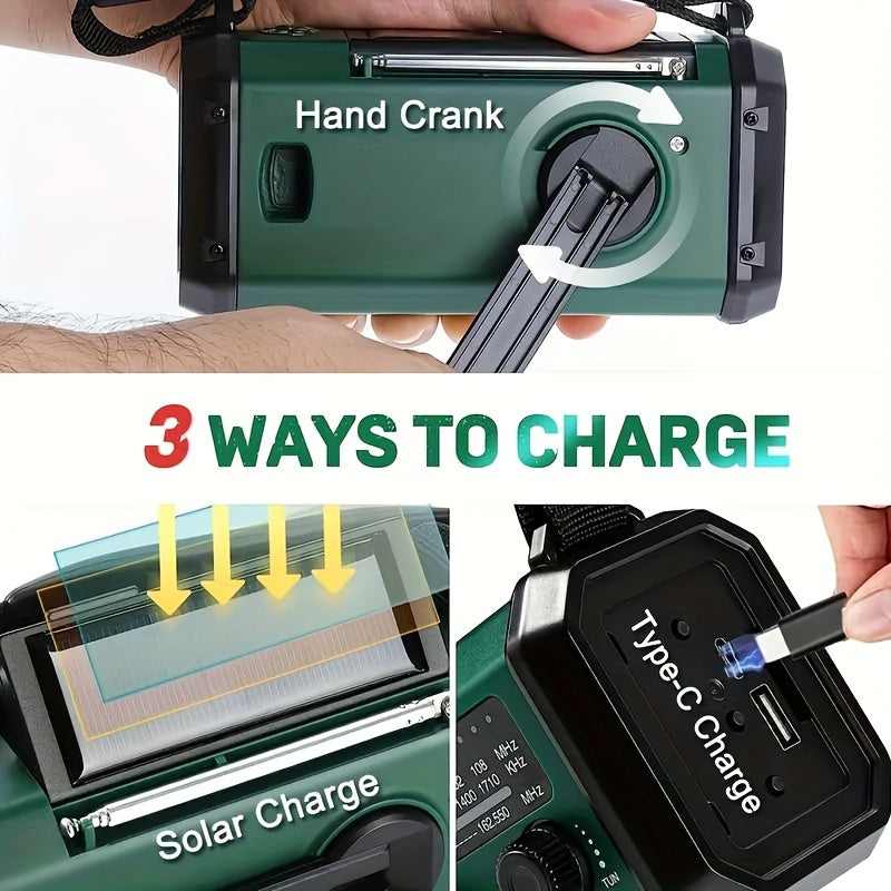StormMate X10 Radio d'urgence avec powerbank de 10.000 mAh | Solaire, manivelle & USB-C | Lumière LED, alarme SOS & boussole | AM/FM/NOAA