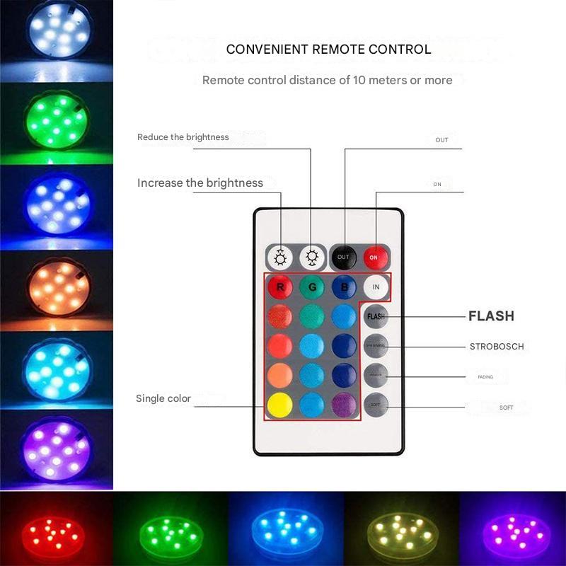 Lampe LED sous-marine étanche avec télécommande - GlowRipple
