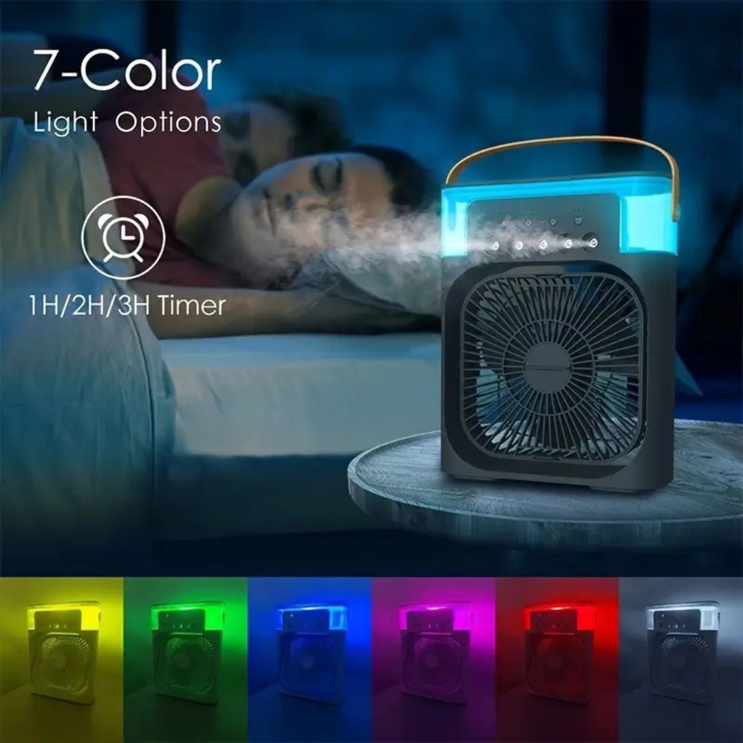 Refroidisseur d'air 3-en-1, Humidificateur & Purificateur d'air – Climatisation portable pour un usage intérieur avec lumière LED