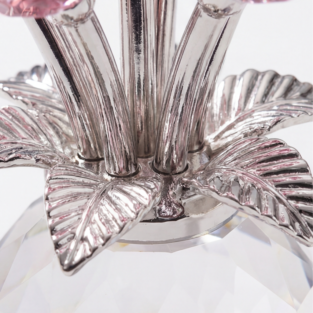 Lumirose – Bouquet de Roses en Cristal avec Vase