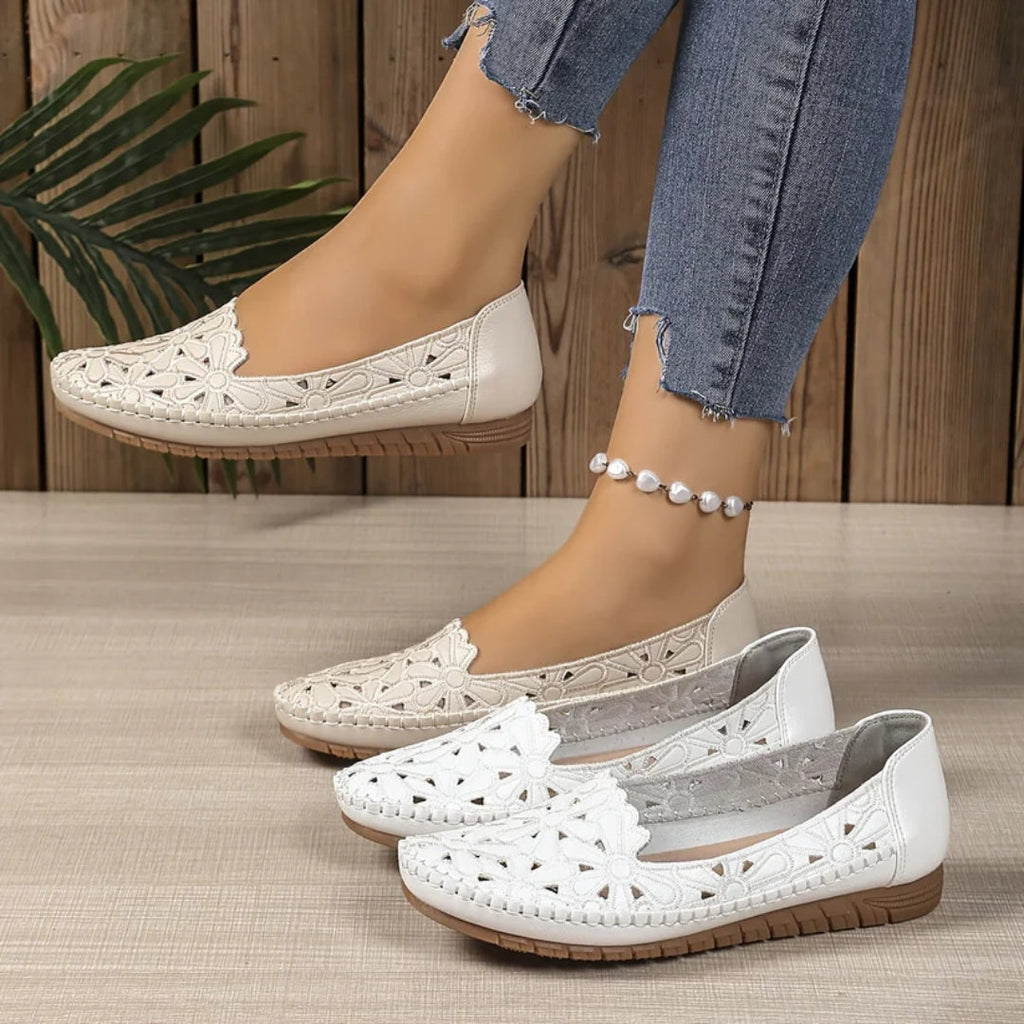 Ballerines Confortables à Enfiler avec Design Aéré