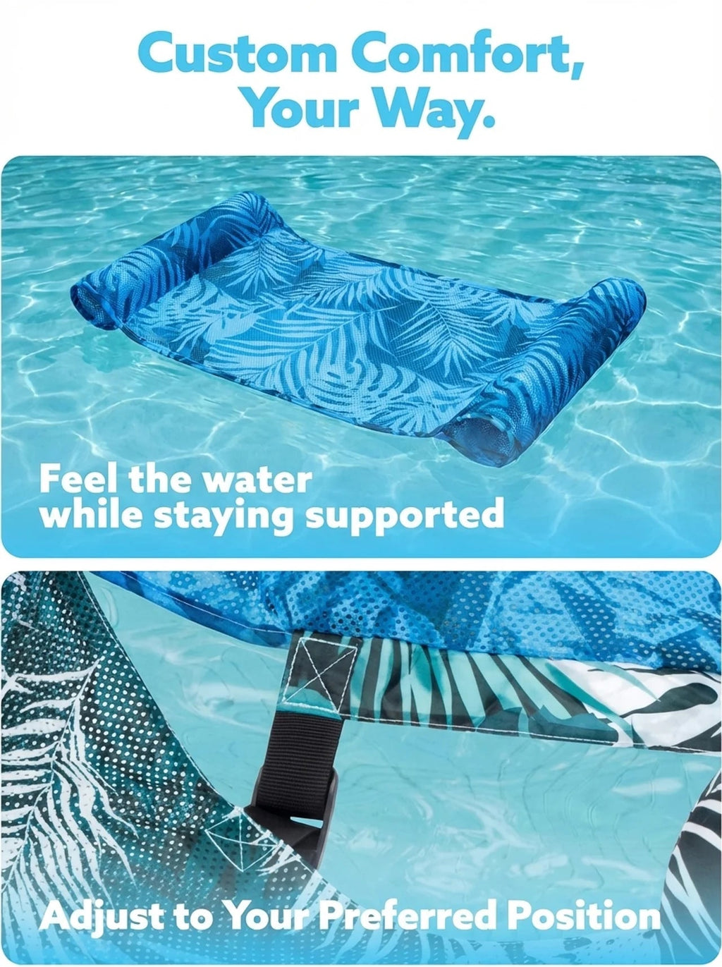 AquaSoothe™ Chaise Longue Gonflable pour Piscine — Flottez Frais, Détendez-vous en Position Droite, Brillez Intensément