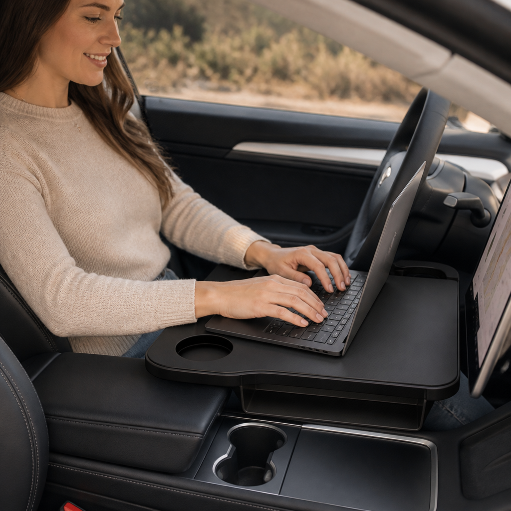 AeroTray™ — Débloquez instantanément plus d'espace pour travailler, manger et vous détendre dans votre Tesla