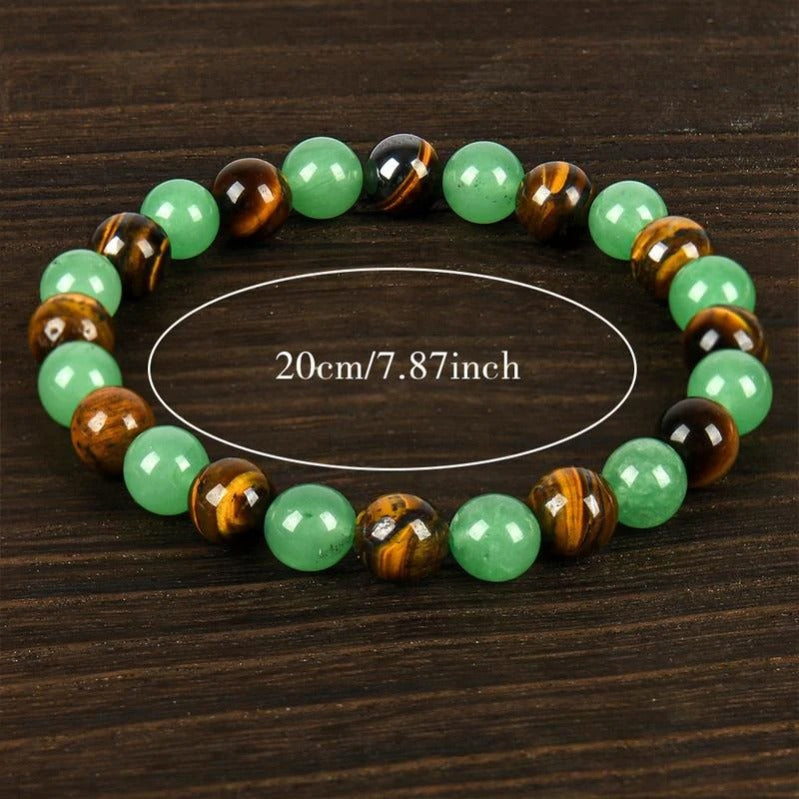 Bracelet en Cristal Gardien de la Richesse – Aventurine & Oeil de Tigre