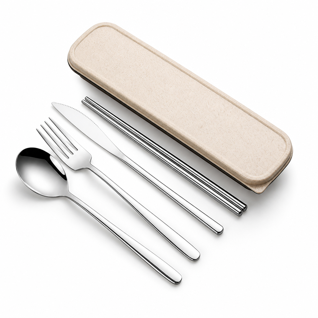 Ensemble de couverts portables en acier inoxydable écologique