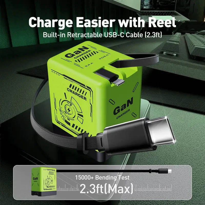 GaNPro Chargeur Rapide Rétractable Cube 45W