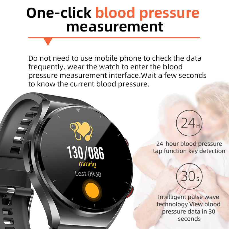 Mesure de la glycémie d'un clic|Glycémie Pression artérielle ECG|ECG HRV Surveillance de la fréquence cardiaque Montre Smart Santé