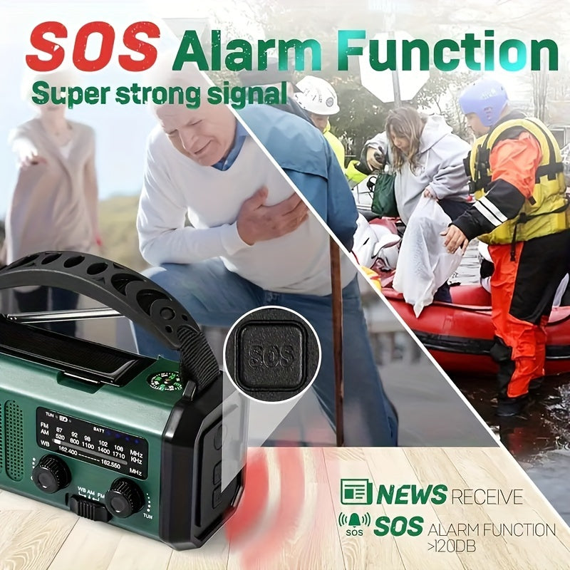 StormMate X10 Radio d'urgence avec powerbank de 10.000 mAh | Solaire, manivelle & USB-C | Lumière LED, alarme SOS & boussole | AM/FM/NOAA