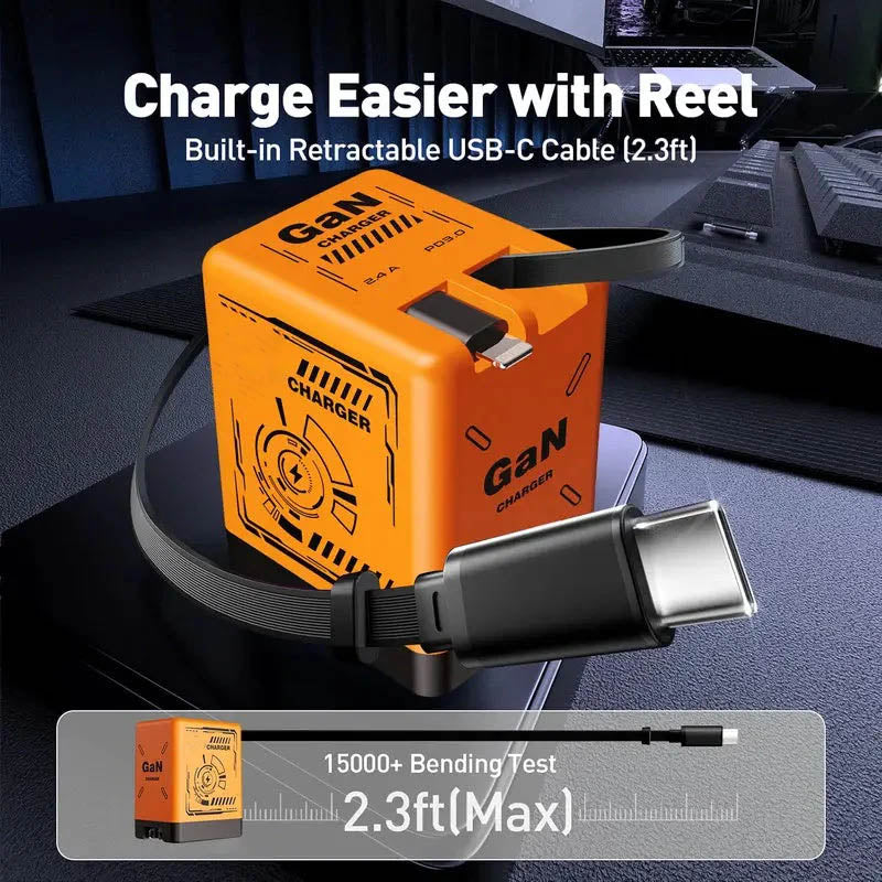 GaNPro Chargeur Rapide Rétractable Cube 45W
