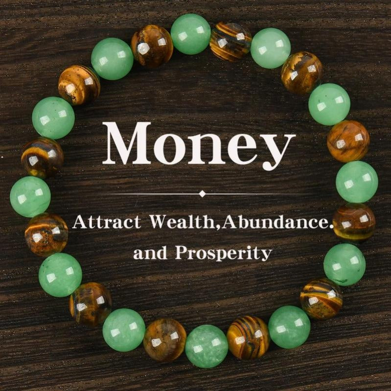 Bracelet en Cristal Gardien de la Richesse – Aventurine & Oeil de Tigre