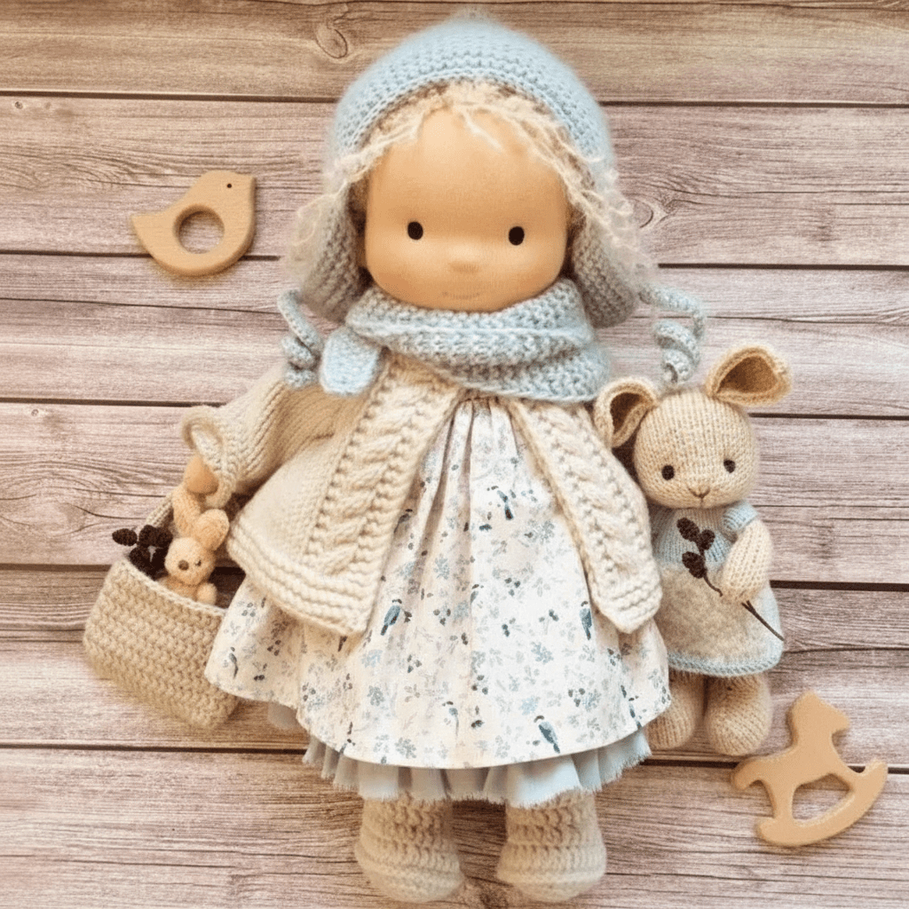 Selina – Poupée Waldorf en coton fait main pour un jeu créatif