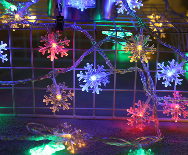 Guirlande LED de Noël avec Flocons de Neige – Lumière Blanche Chaude ou Colorée pour Intérieur & Extérieur