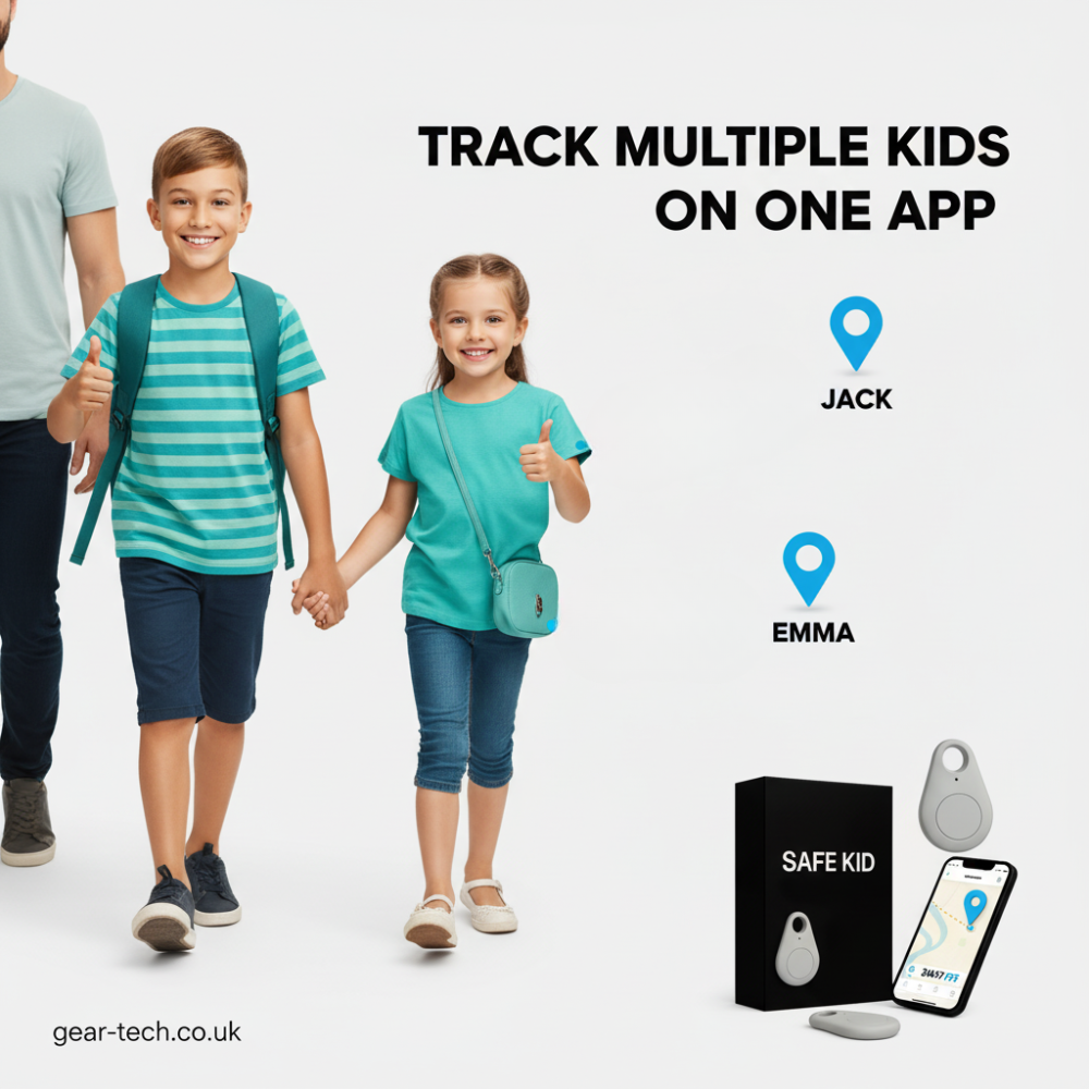Traceur GPS Enfant Étanche avec Localisation en Temps Réel & Alarme SOS | Petit, Léger, Pochette et Fonctions de Sécurité | Sansoti