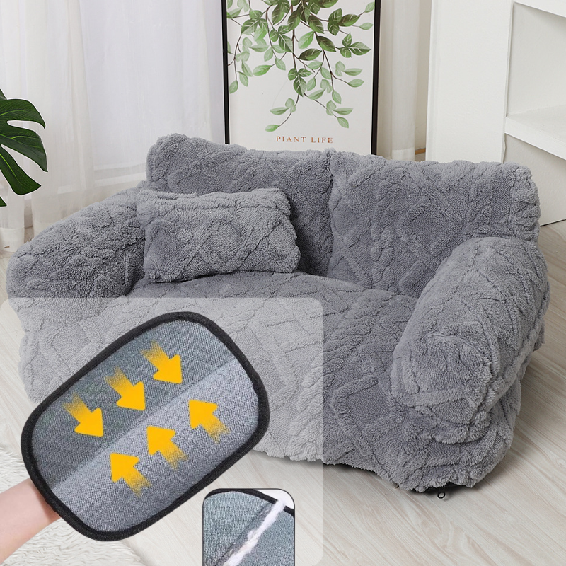 Lit pour chien en canapé confortable avec bord surélevé – Design en peluche douce